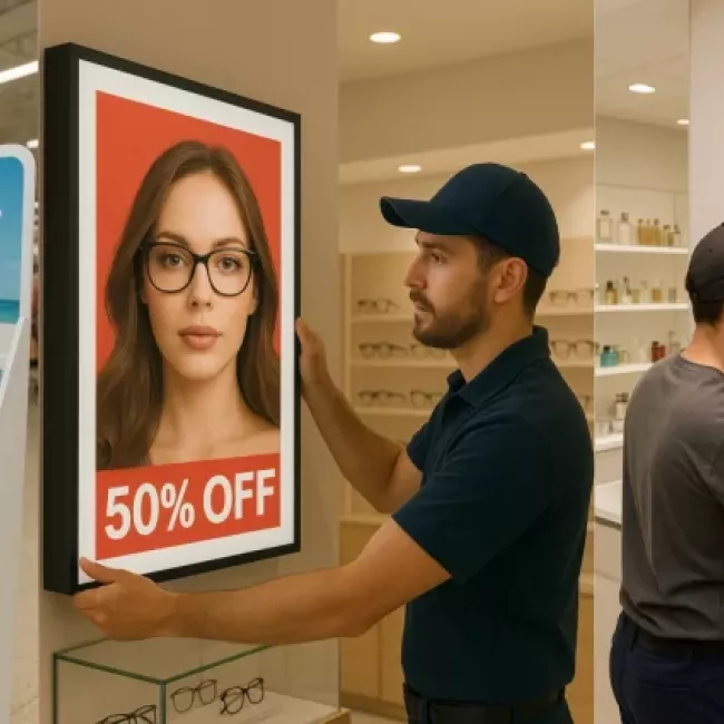 Instalación de campañas publicitarias en Valladolid con vinilos y expositores